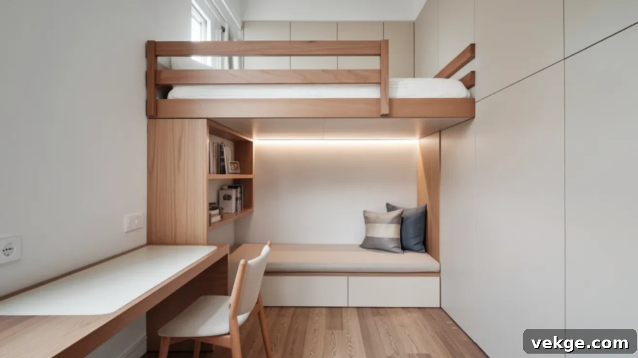 Lofted Bed for Extra Space, creating an office below