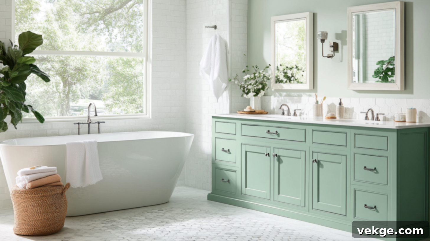 Fresh Mint Green Bathroom Cabinets for a Clean and Uplifting Spa Vibe