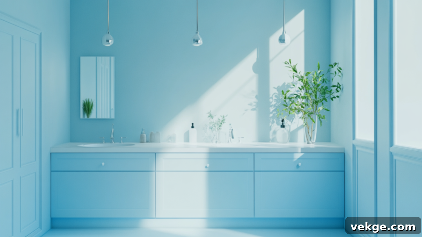 Peaceful Pastel Blue Bathroom Cabinets for a Spa-like Retreat