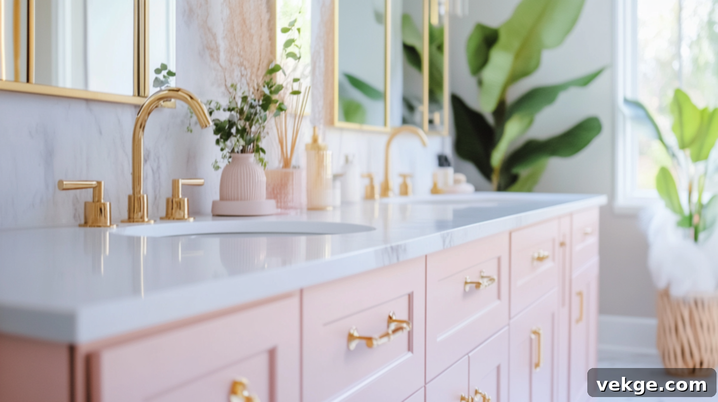 Gentle Light Pink Bathroom Cabinets for a Modern and Welcoming Touch