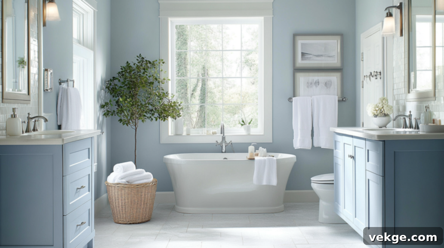 Airy Powder Blue Bathroom Cabinets for a Timeless and Clean Aesthetic