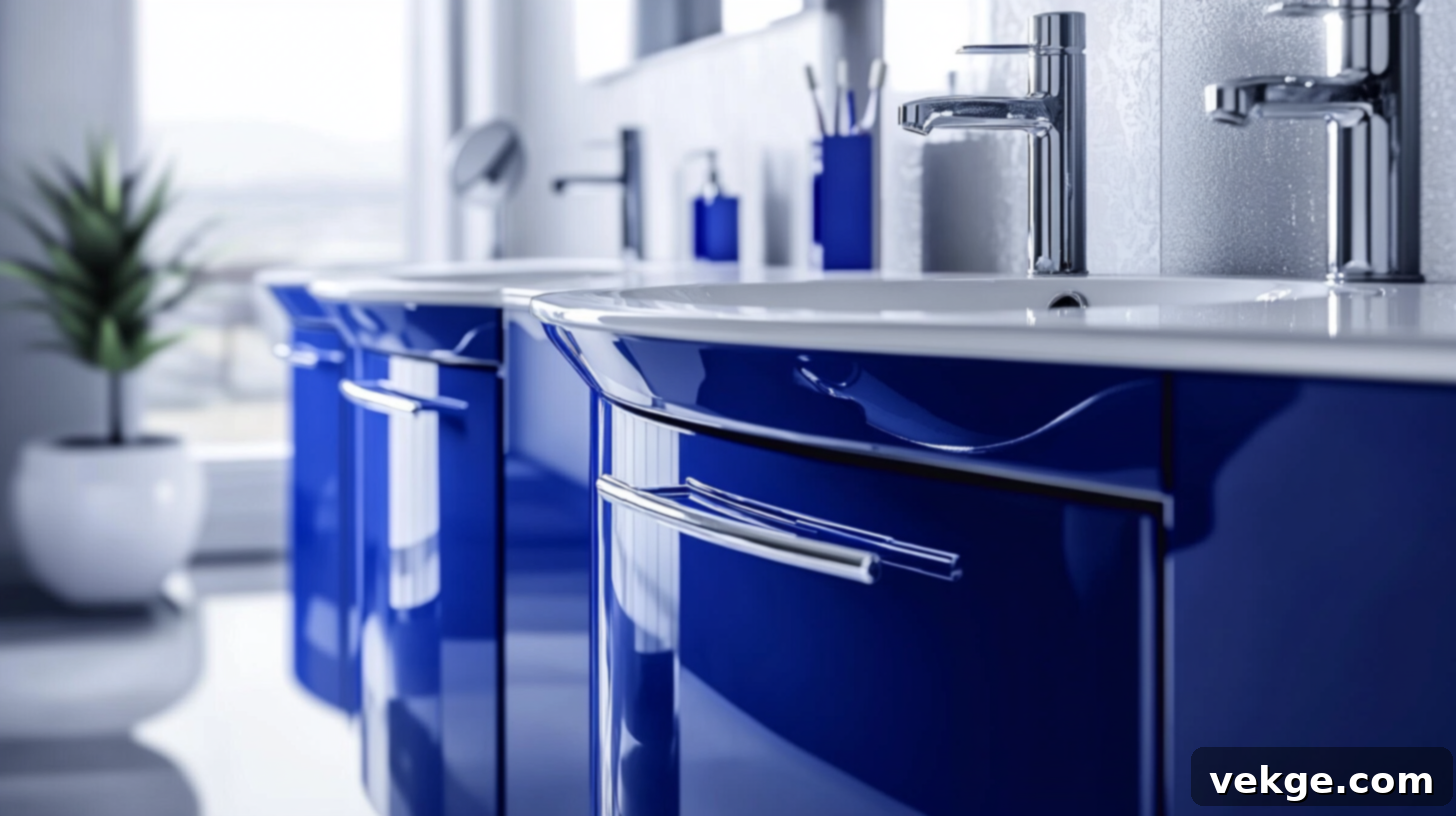 Vibrant Cobalt Blue Bathroom Cabinets for a Bold and Energetic Look