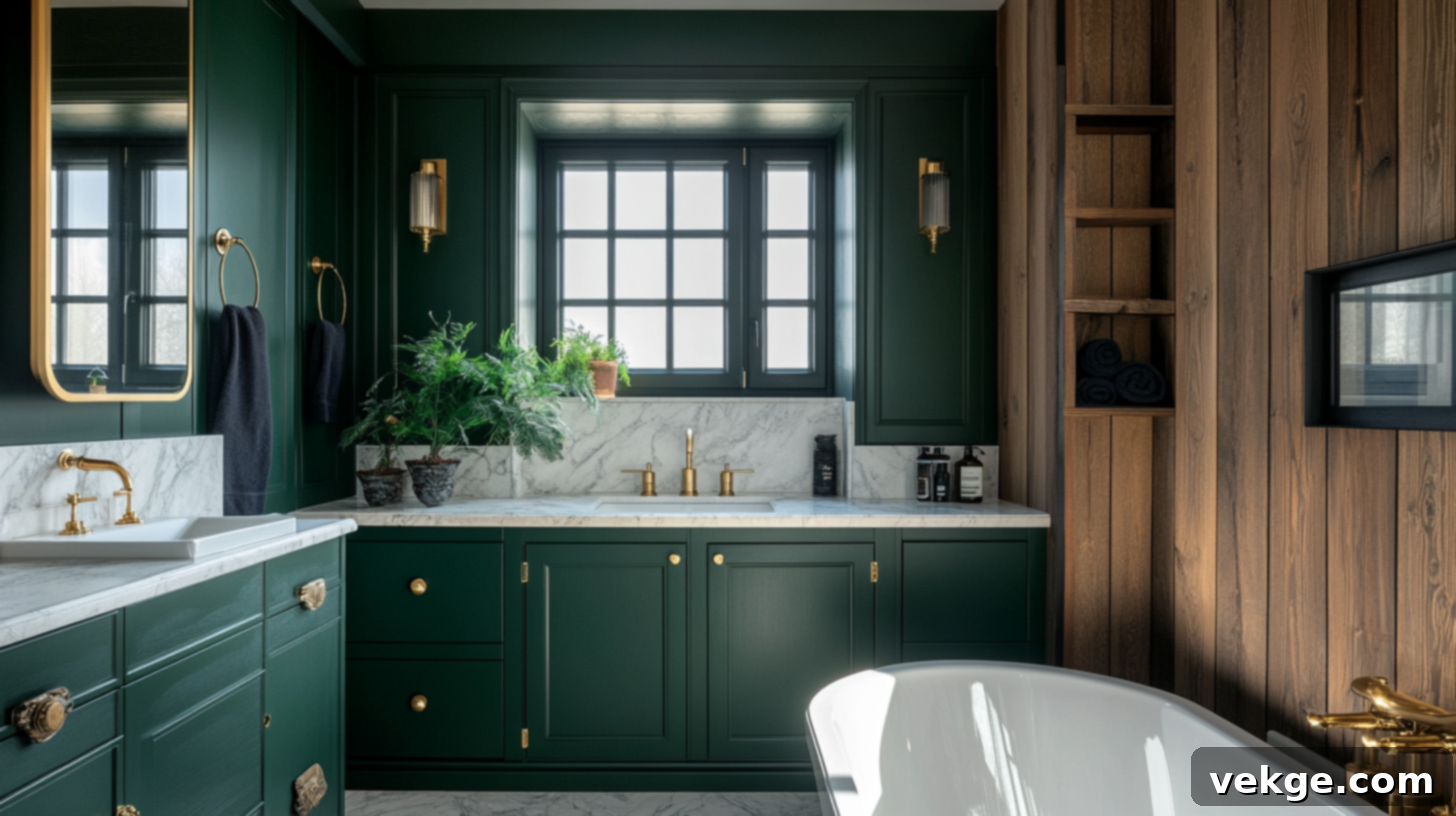 Luxurious Deep Green Bathroom Cabinets for an Elegant and Rich Atmosphere