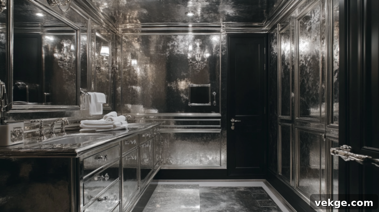 Glamorous Shimmering Silver Bathroom Cabinets for a Modern, Reflective Touch