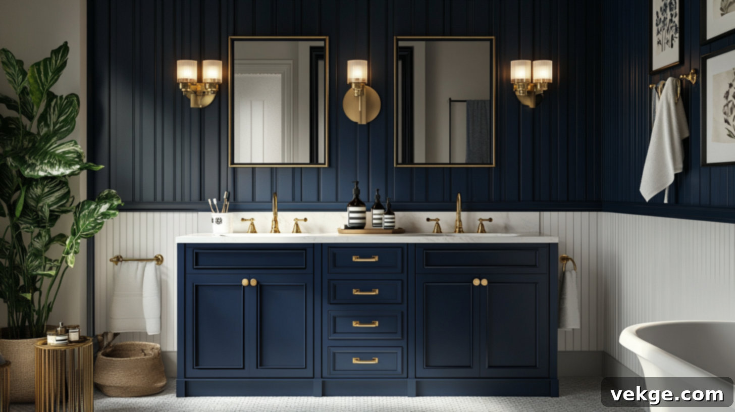 Deep Midnight Blue Bathroom Cabinets for a Luxurious and Mysterious Feel