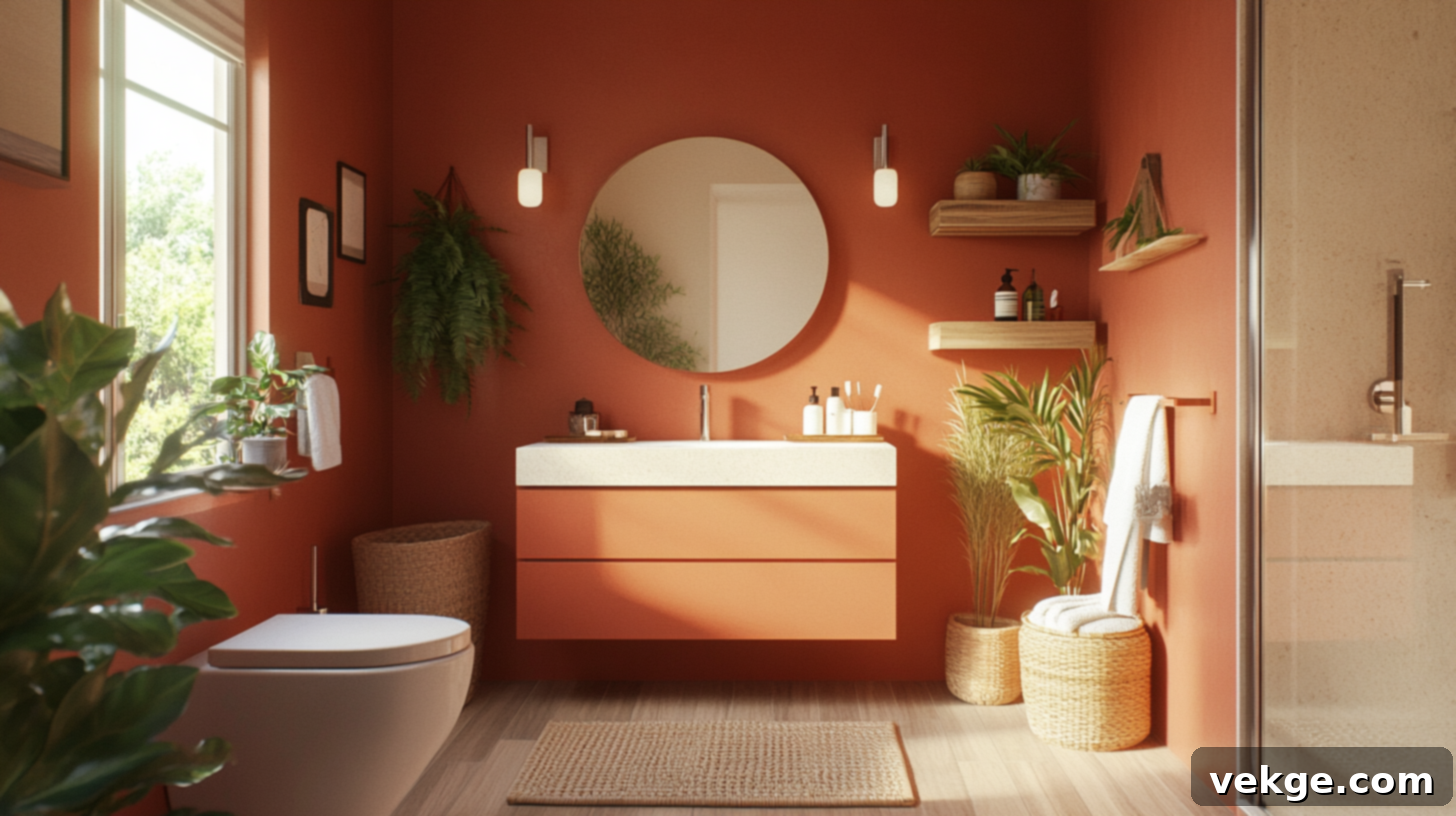 Earthy Terracotta Bathroom Cabinets for a Warm, Clay-Inspired Natural Look