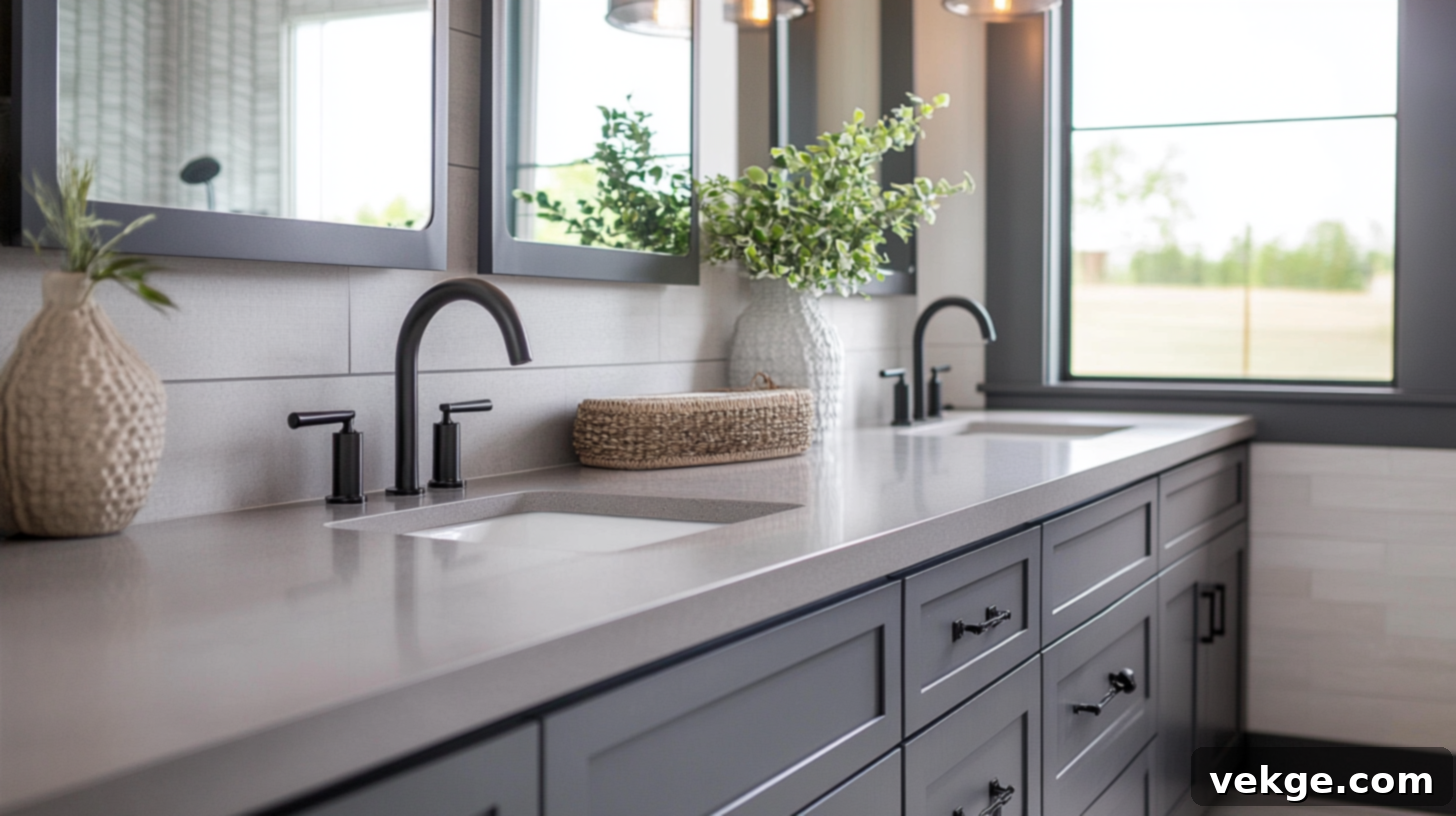 Industrial Cement Gray Bathroom Cabinets for a Cool, Modern Aesthetic