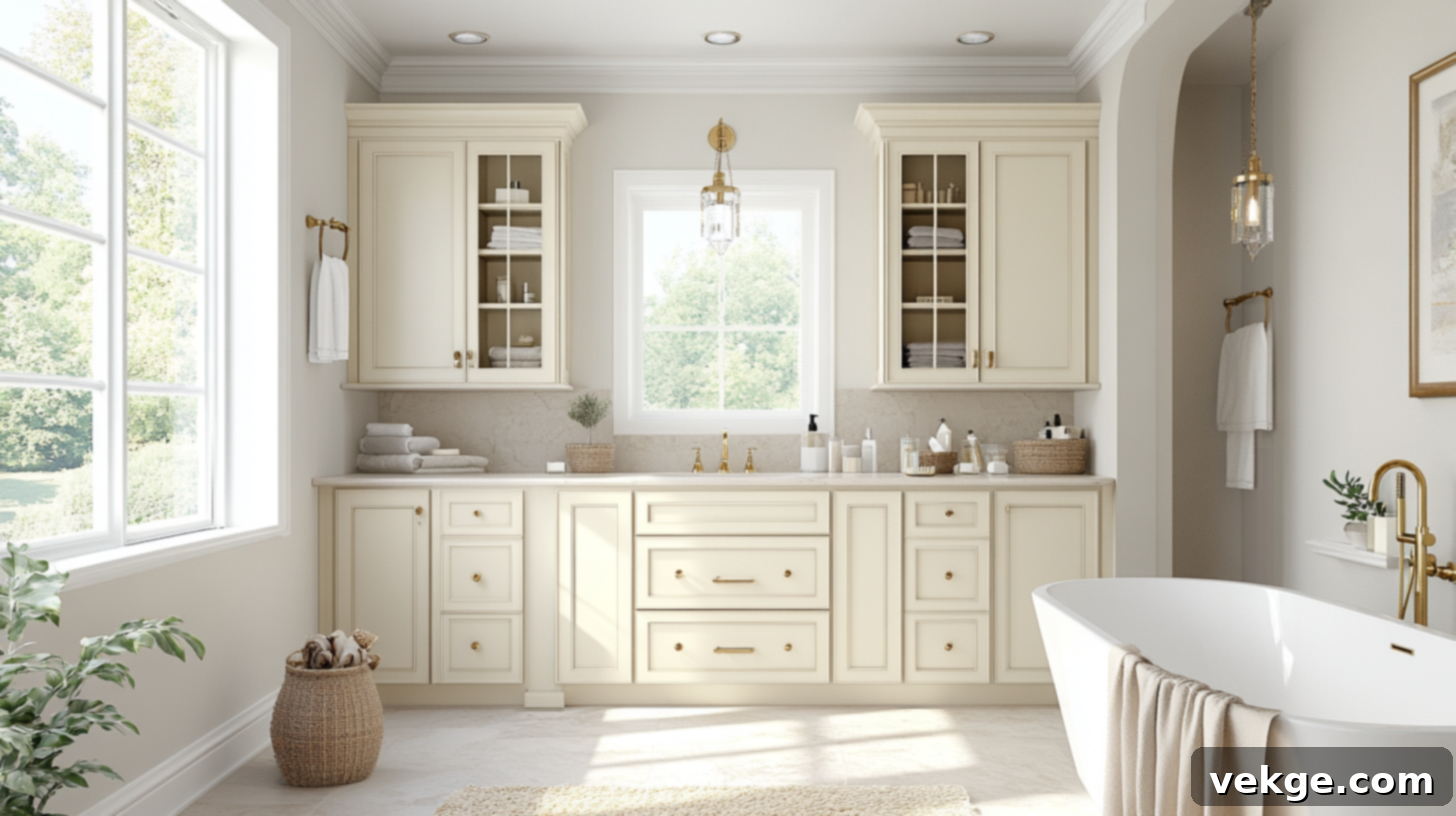 Elegant Ivory Bathroom Cabinets for a Soft, Warm Alternative to White