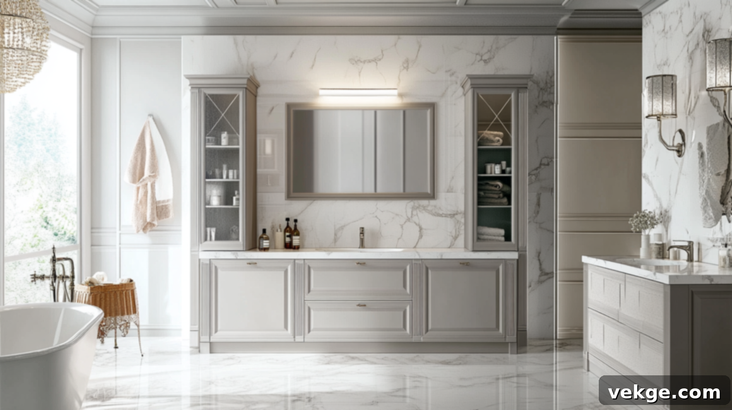 Versatile Greige Bathroom Cabinets for a Balanced Modern Look