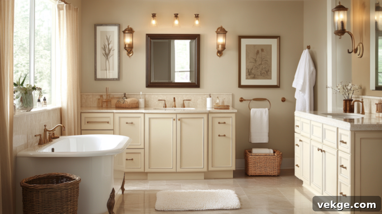 Cream Colored Bathroom Cabinets for a Soft and Inviting Atmosphere