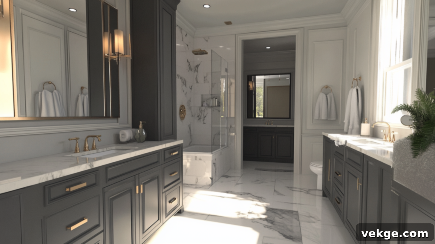 Dramatic Charcoal Gray Bathroom Cabinets for Depth and Modernity