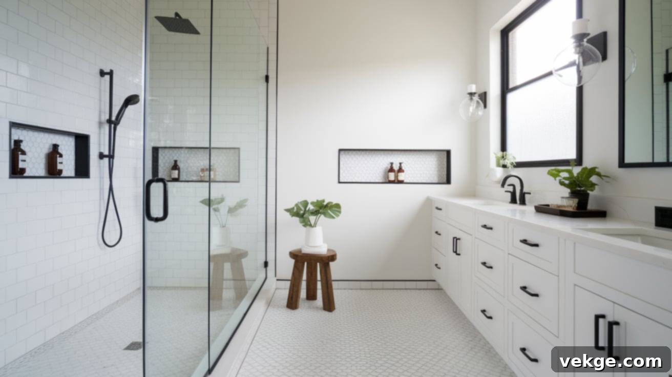 Sleek Modern Minimalist Walk-In Shower Design with Frameless Glass