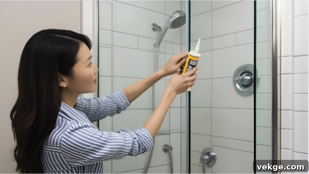 Applying Final Touches and Sealing to a New Walk-In Shower