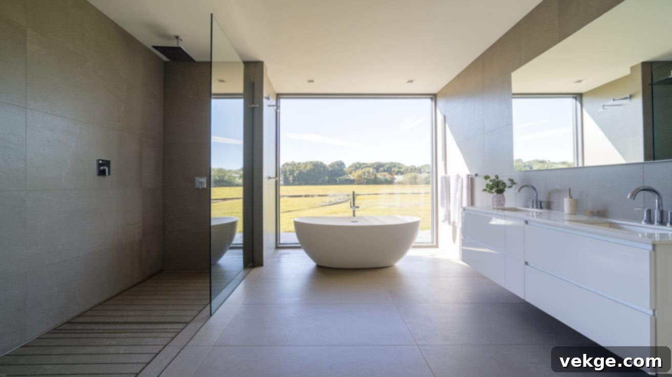 Luxurious Wet Room Shower Design with Seamless Flooring