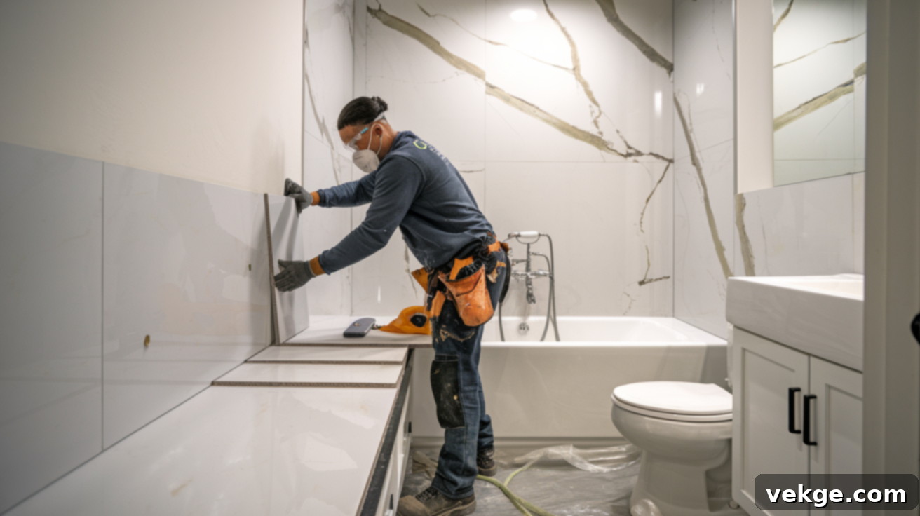 Steps for installing a white quartz backsplash