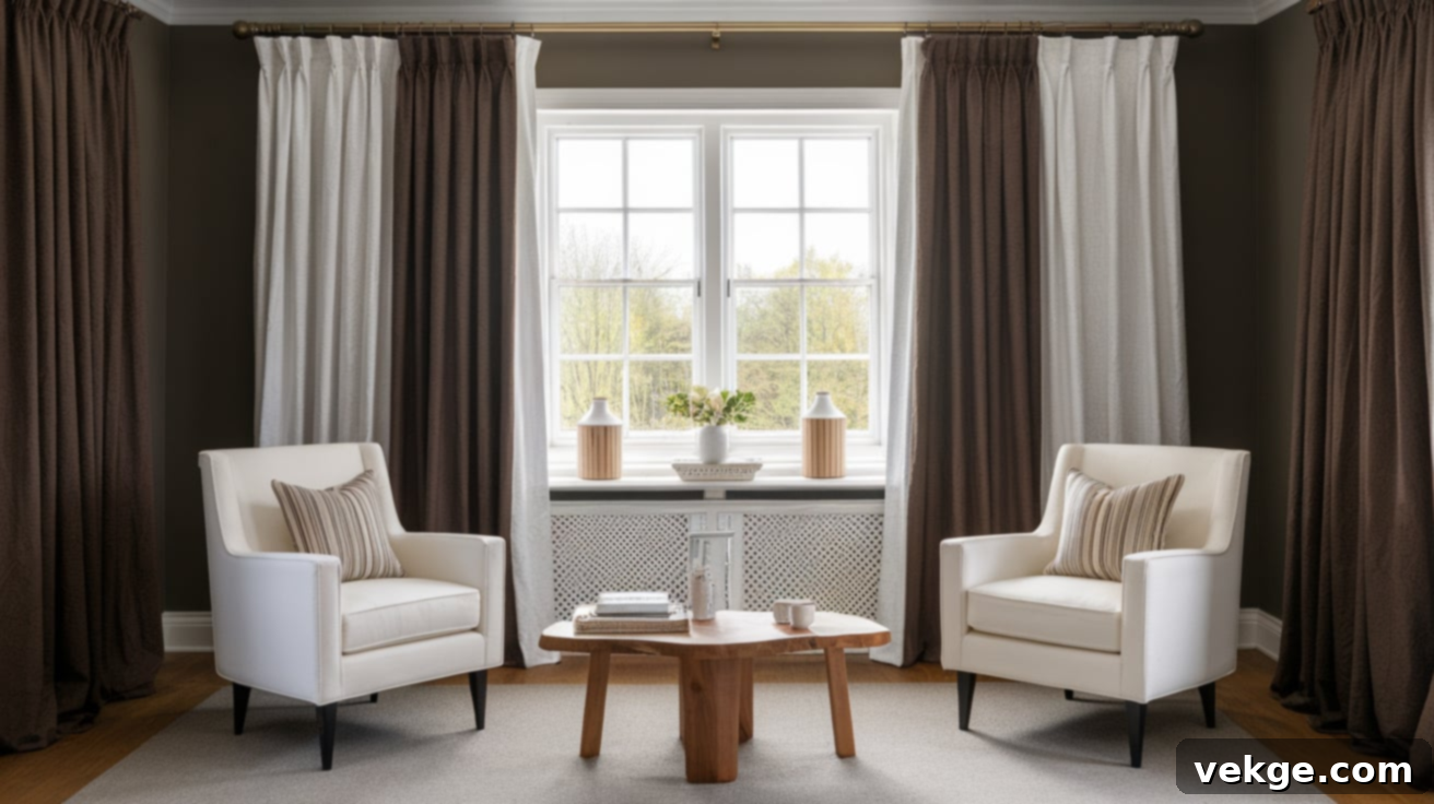 Brown and White Curtains with Gray Walls