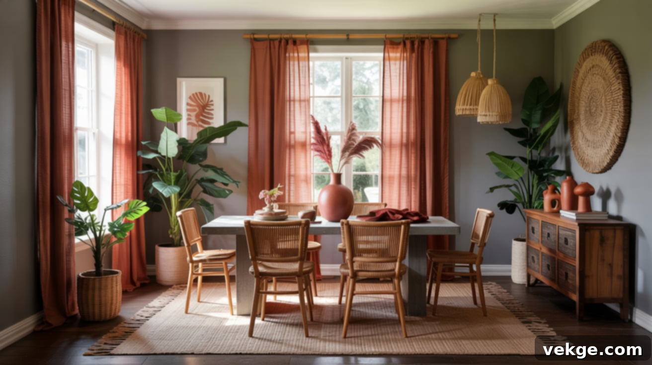 Terracotta Curtains with Gray Walls