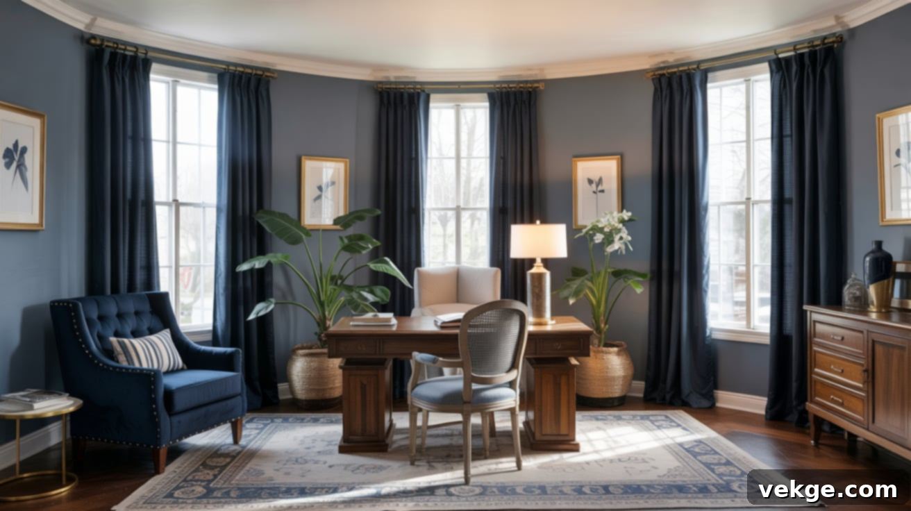 Navy Blue Curtains with Gray Walls