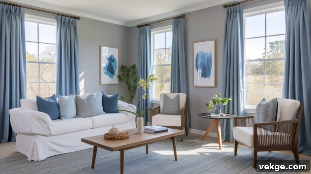 Chambray Blue Curtains for Gray Walls