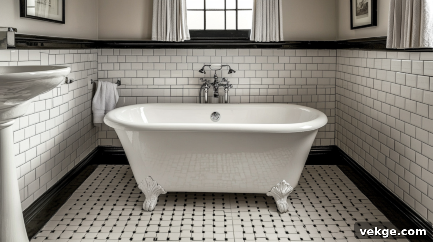 Classic White Subway Tiles with Black Grout