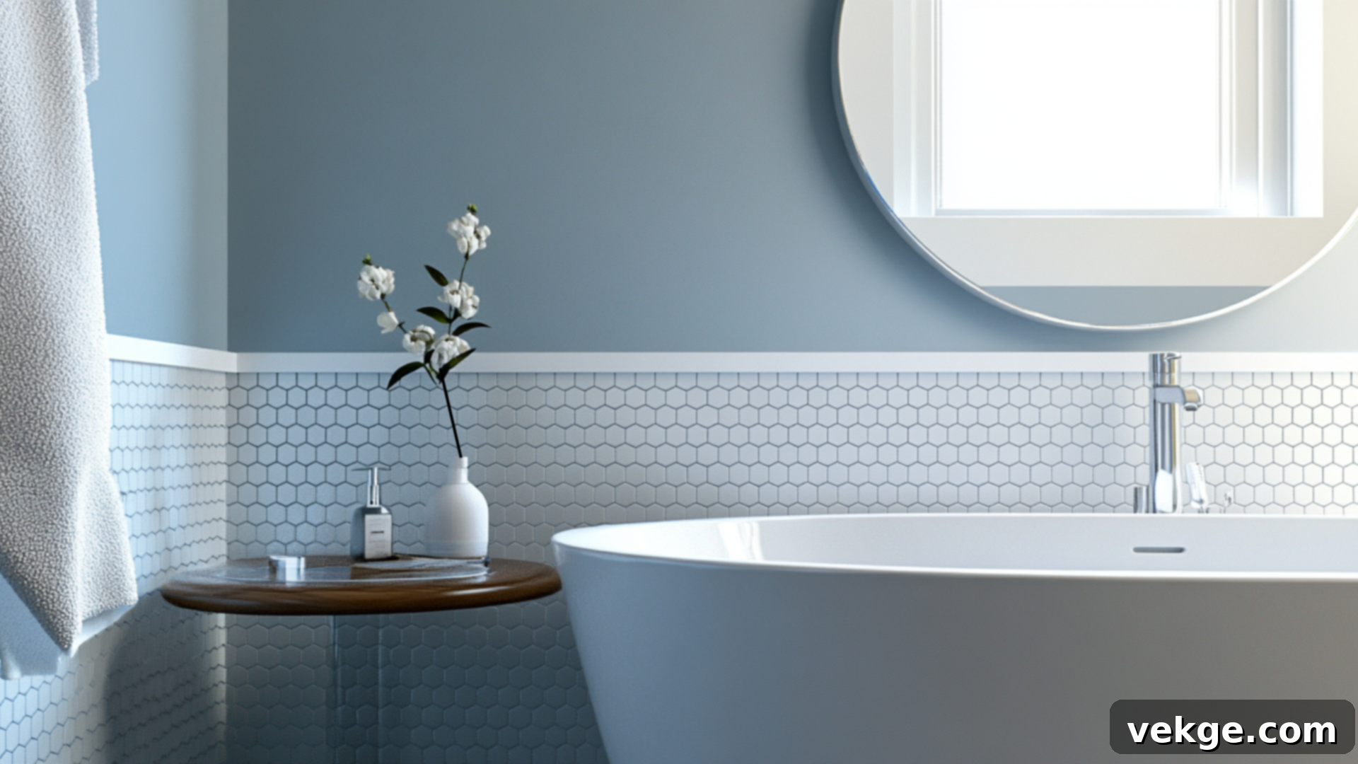 Hexagon Tiles with Painted Upper Wall