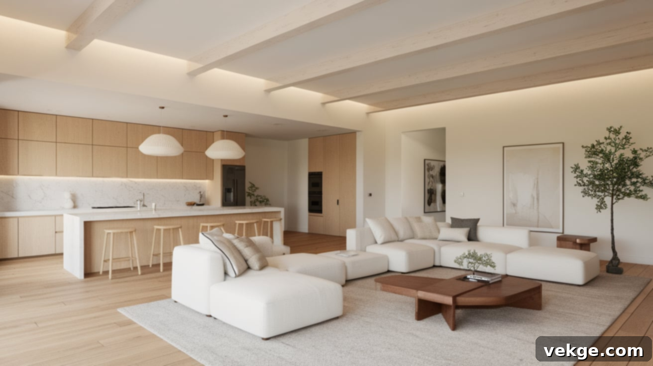 Space_Zoning in semi-open plan kitchen living room