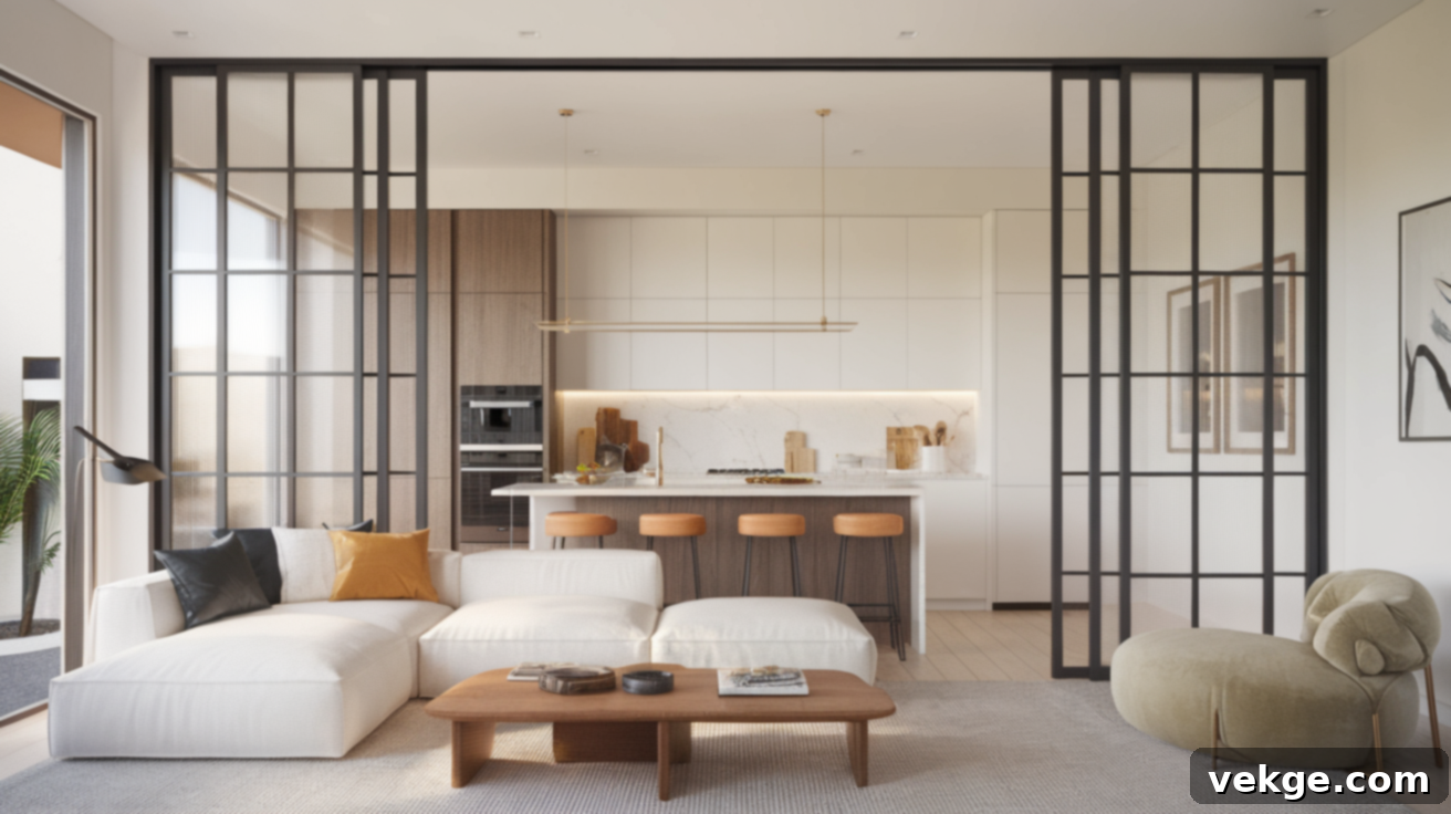 Layered Partitioning with Sliding Glass Doors for flexible space