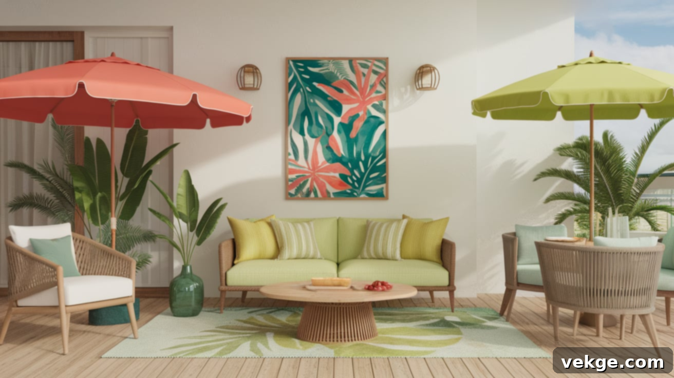 Tropical colors infuse vibrancy into home and outdoor design.