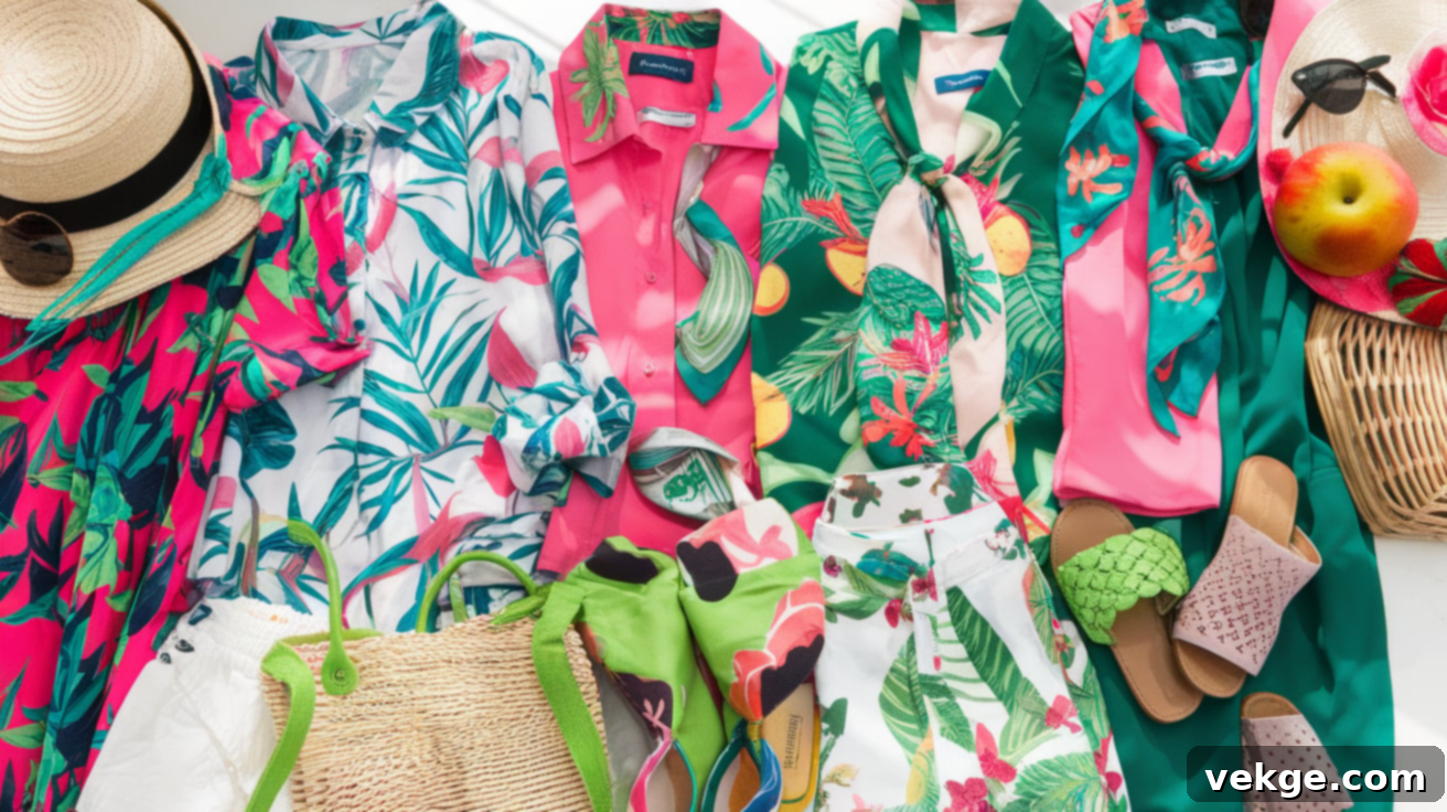Tropical colors in clothing for a fun, lively summer style.