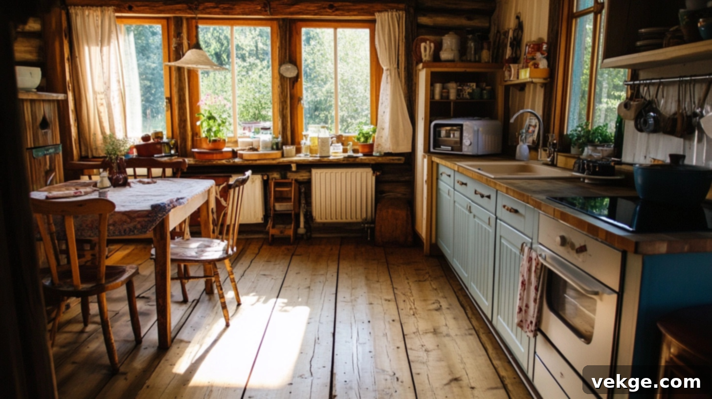 Inviting Wide Wooden Plank Flooring