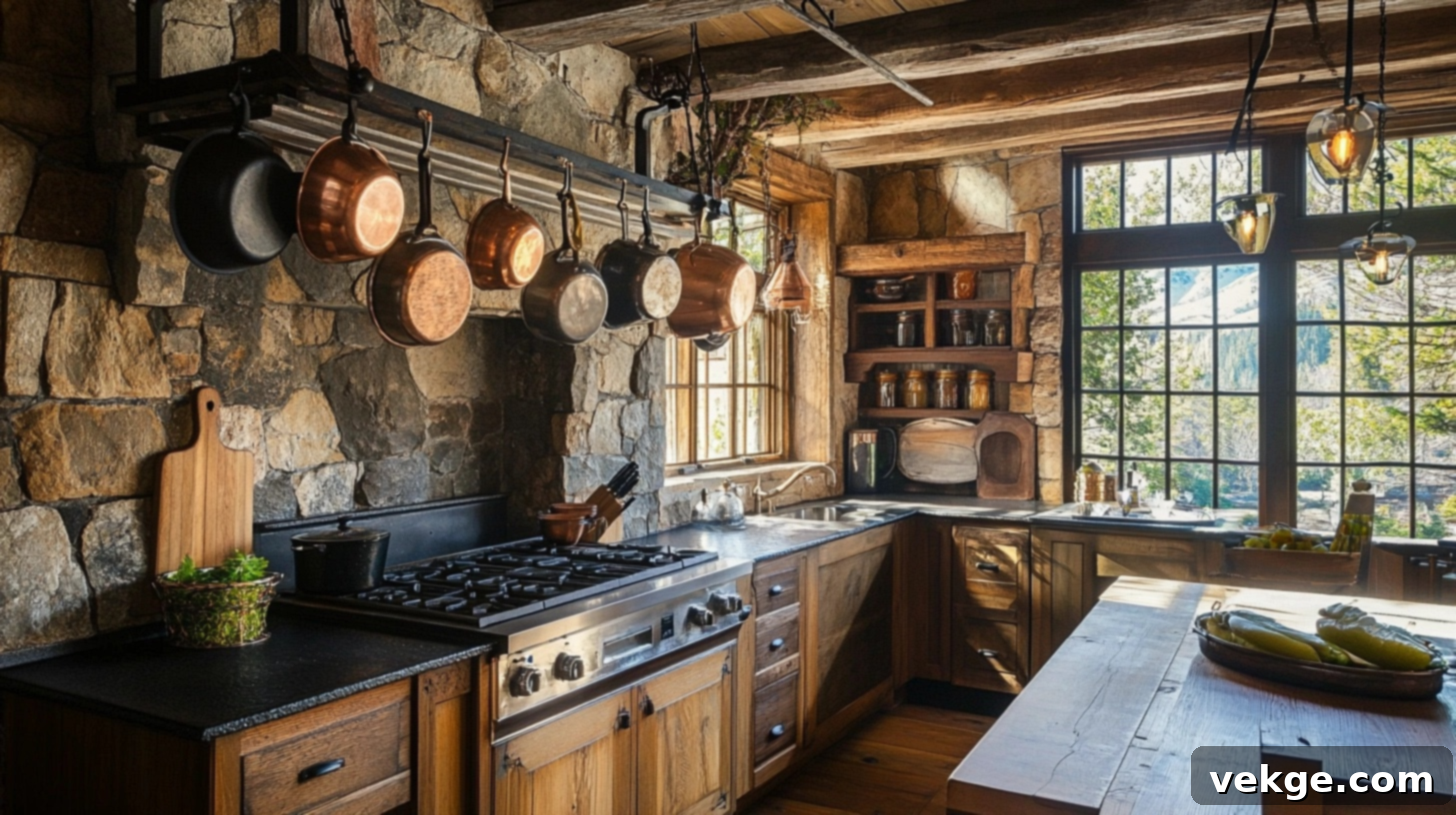 Exposed Hanging Pots and Pans for Functional Decor