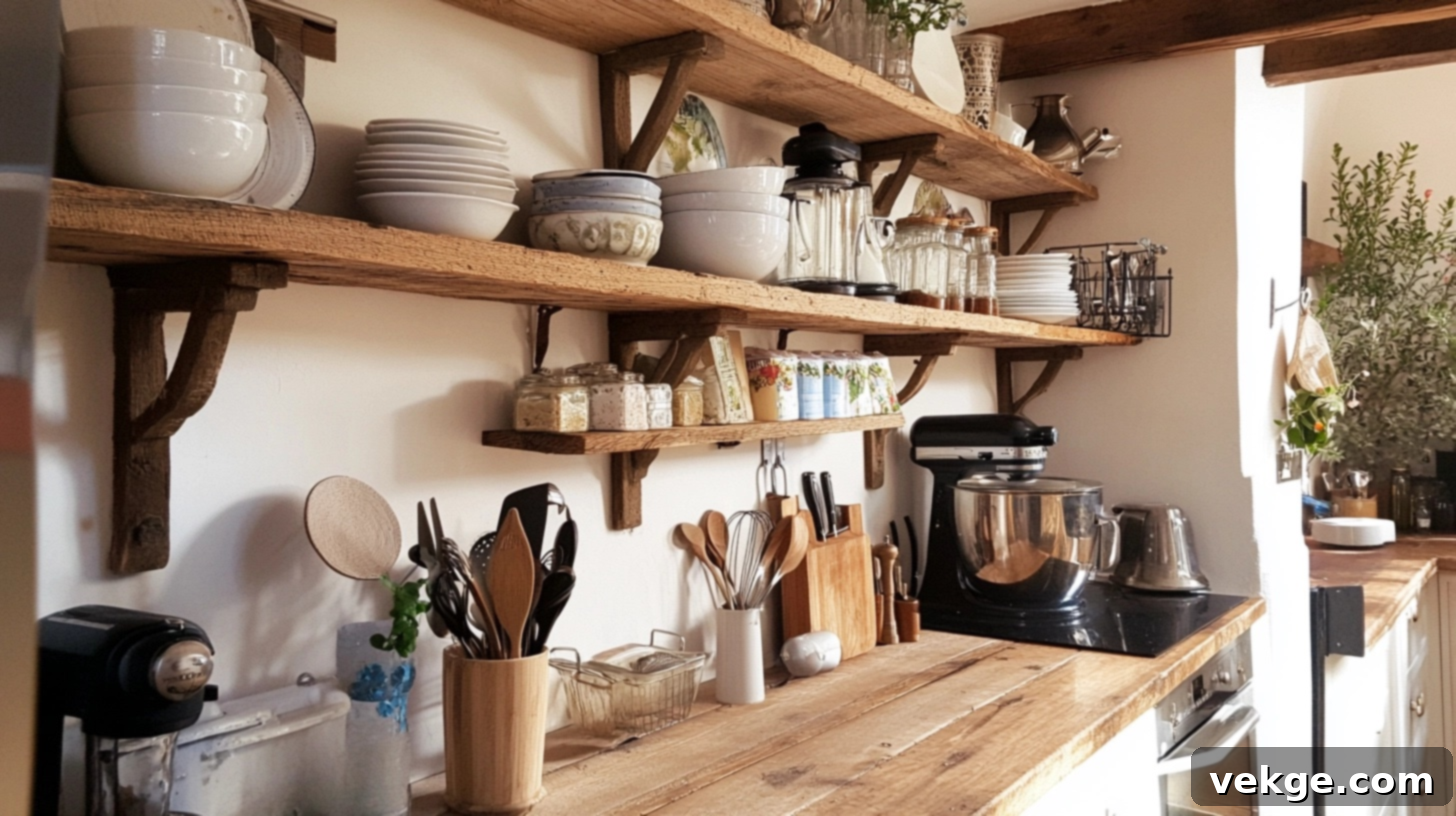 Inviting Open Wooden Shelving