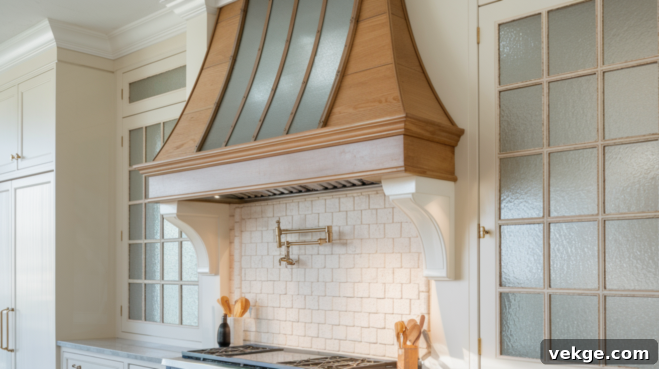 Glass and Wood Combination Range Hood Cover