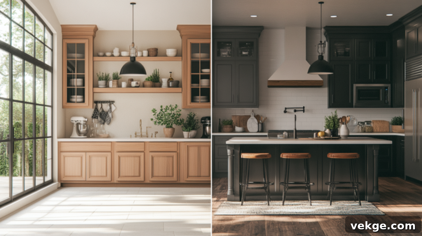 Rustic modern kitchen with warm neutral color palette.