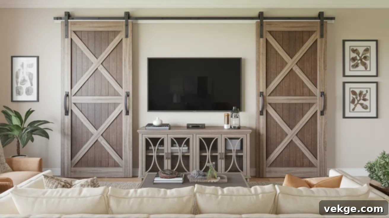 Creative Barn Door Ideas for Barndominium Living Room