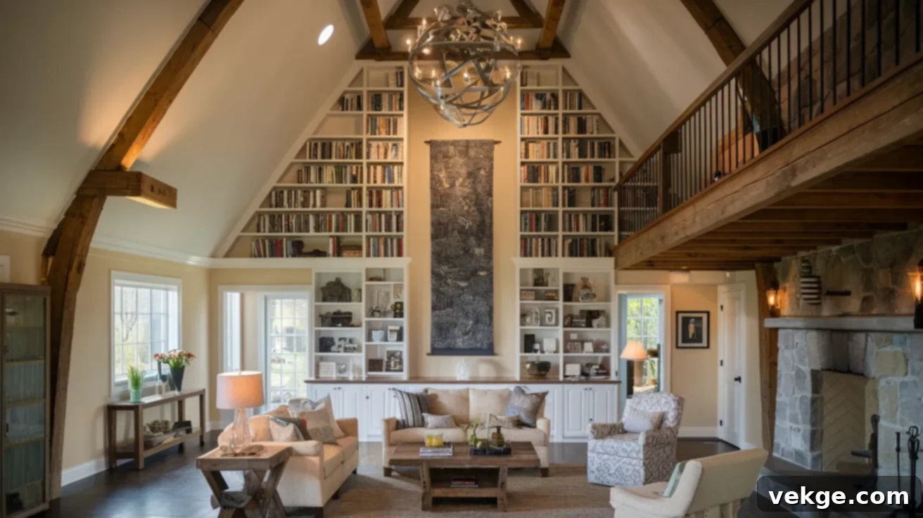 Maximize Tall Ceilings in Barndominium Living Room
