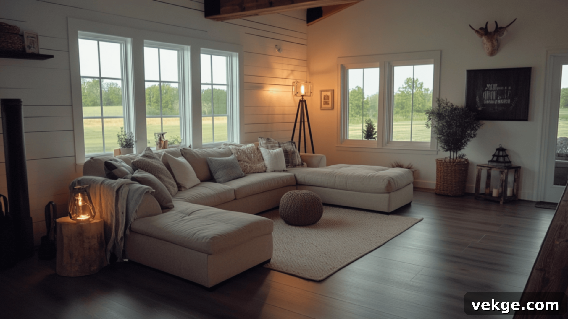 Floor Lamps for Empty Corners in Barndominium Living Room