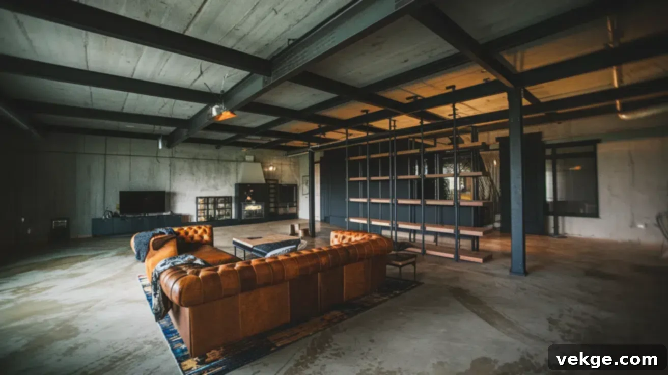 Industrial Barndominium Living Room Design