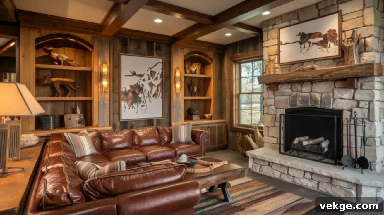 Luxury Lodge Look Barndominium Living Room