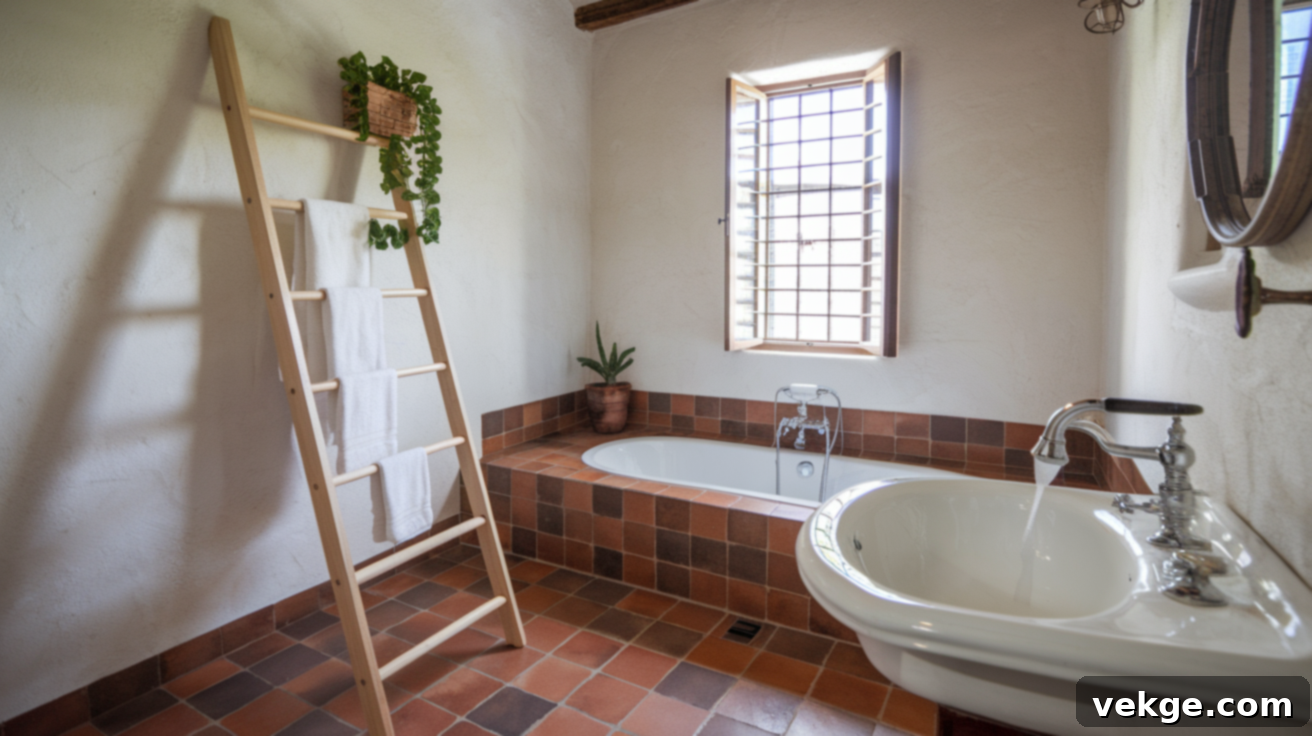 b-A_Light_Wood_Ladder_as_a_Towel_Holder