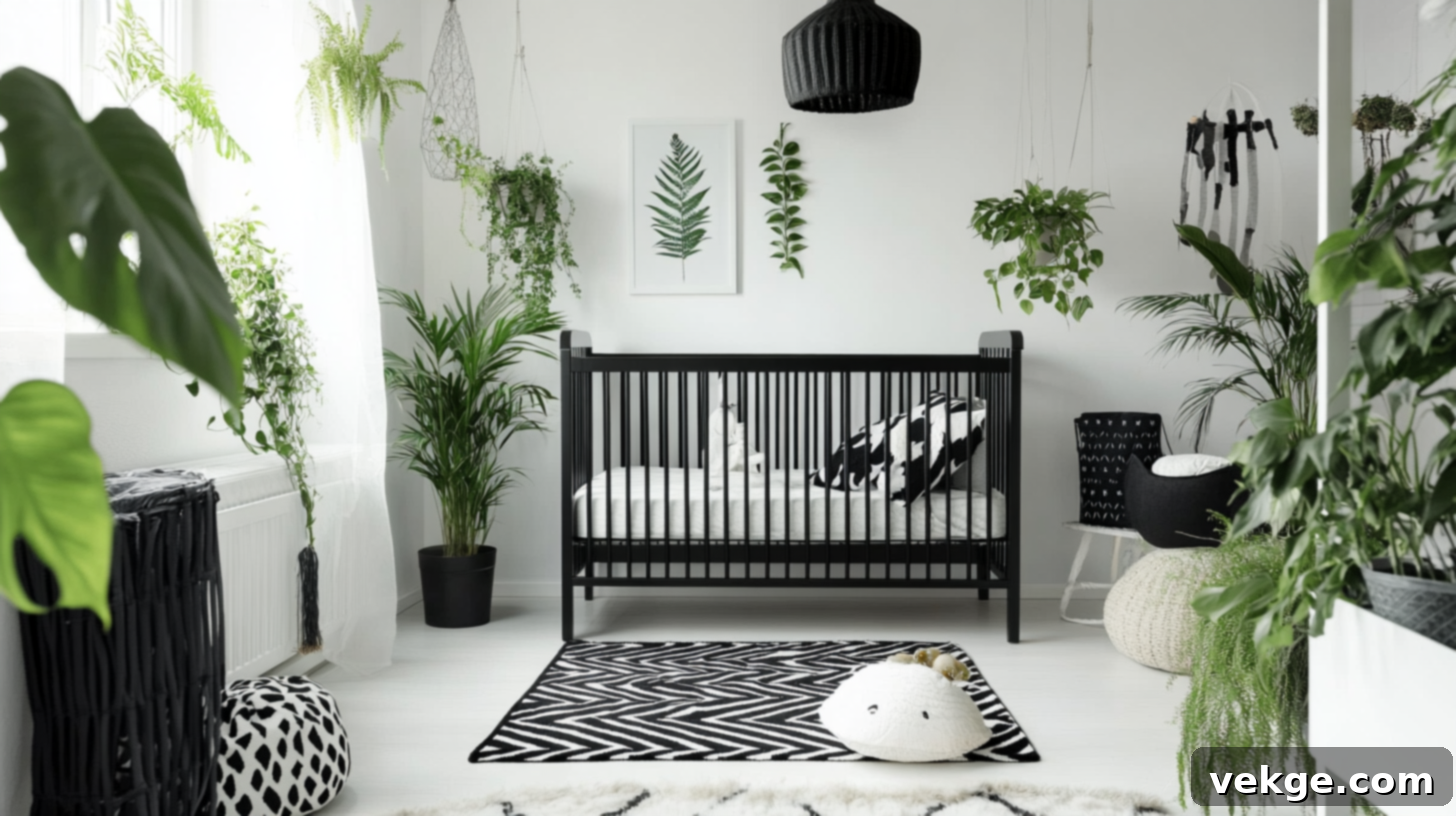 Black and White Nursery with Potted Plants
