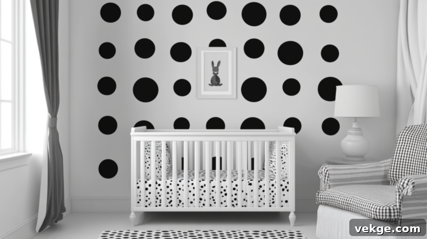 Polka Dot Black and White Nursery Decor