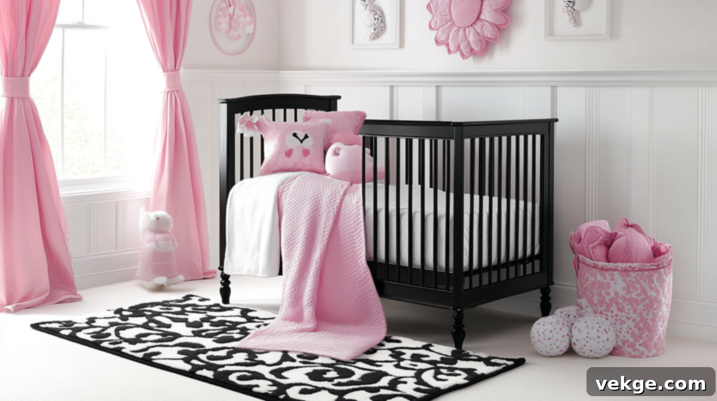 Black and White Nursery with Tidbits of Pink