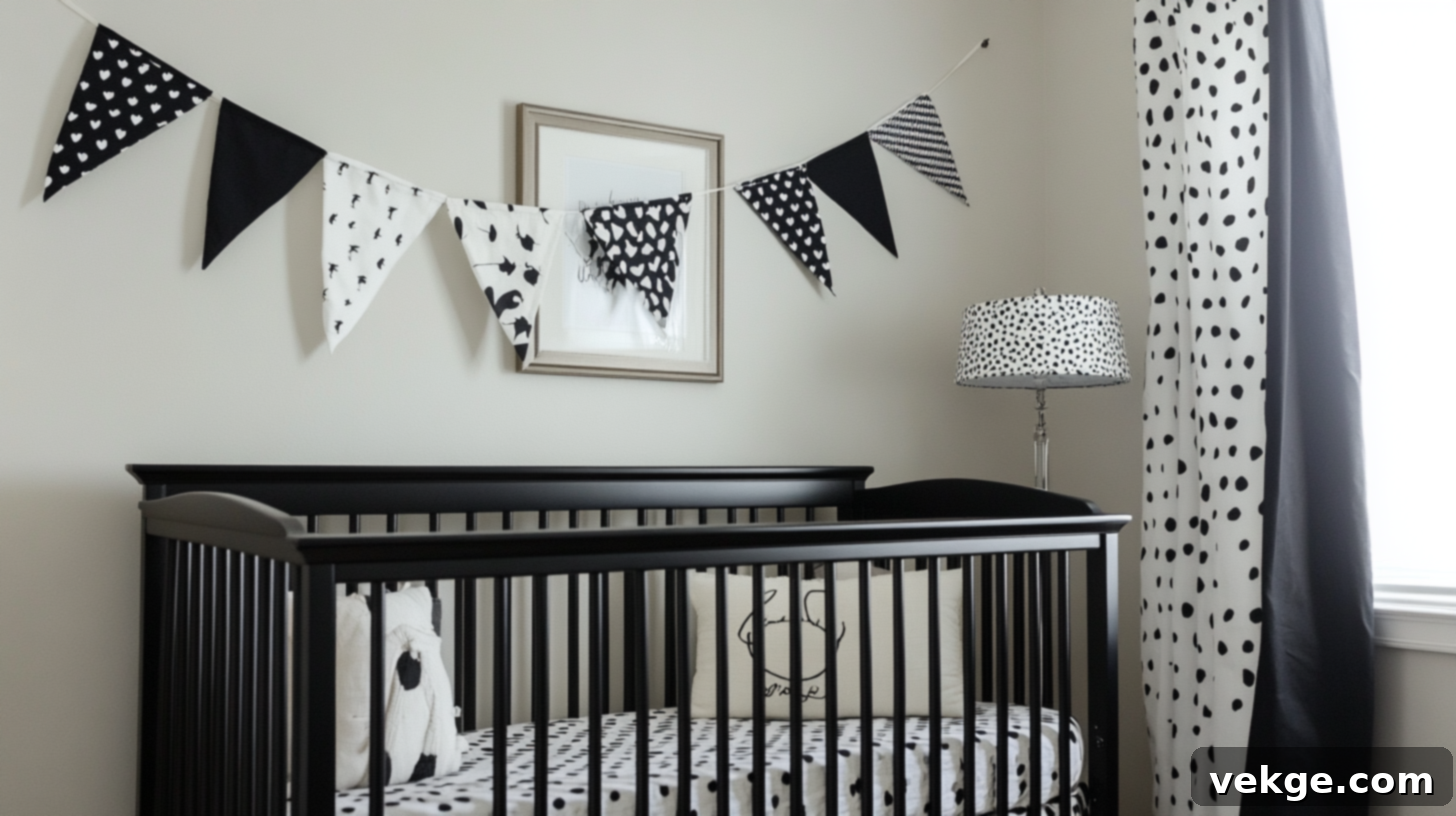 Black and White Nursery Bunting for Playful Charm