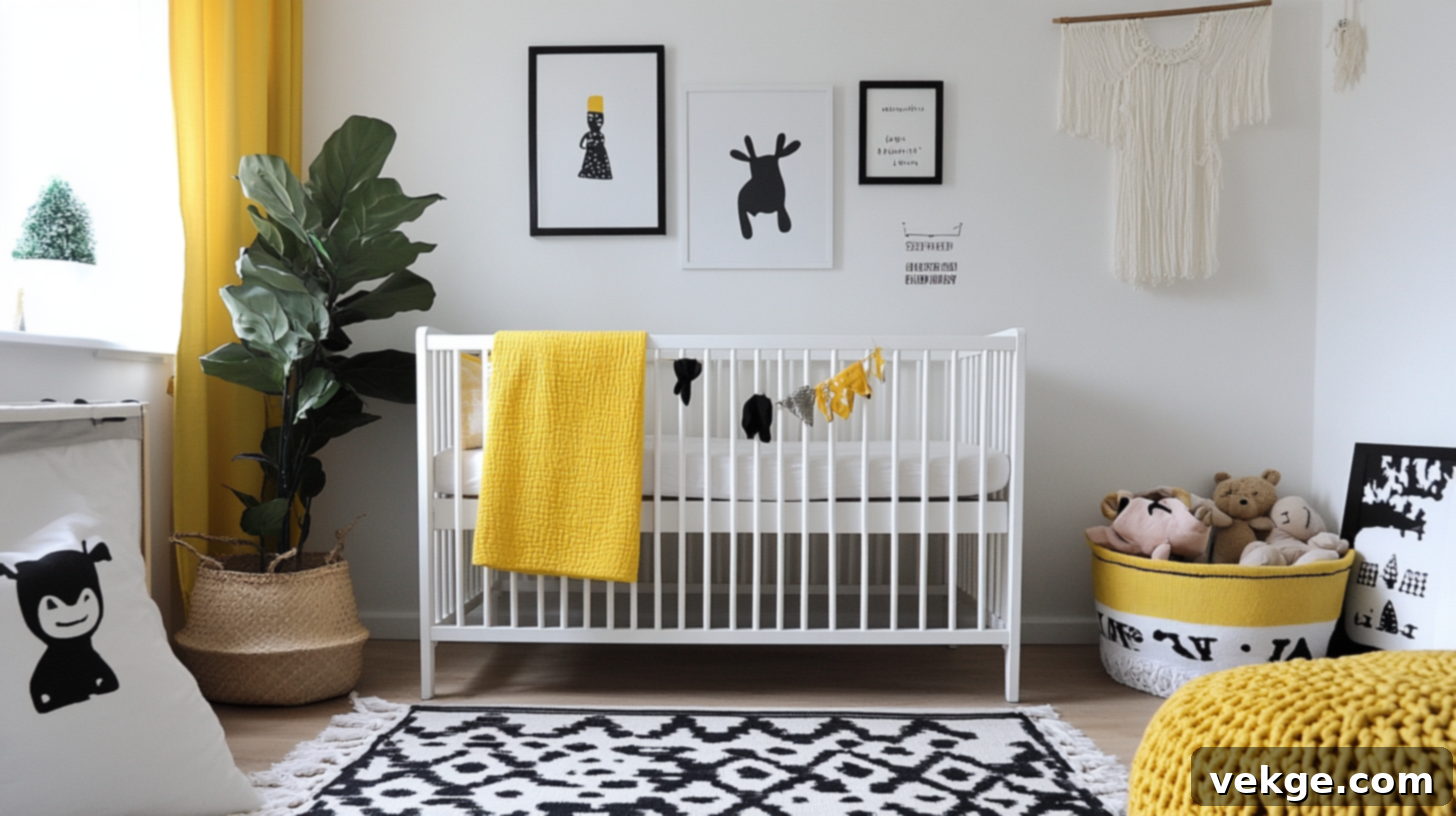Black and White Nursery with a Pop of Yellow