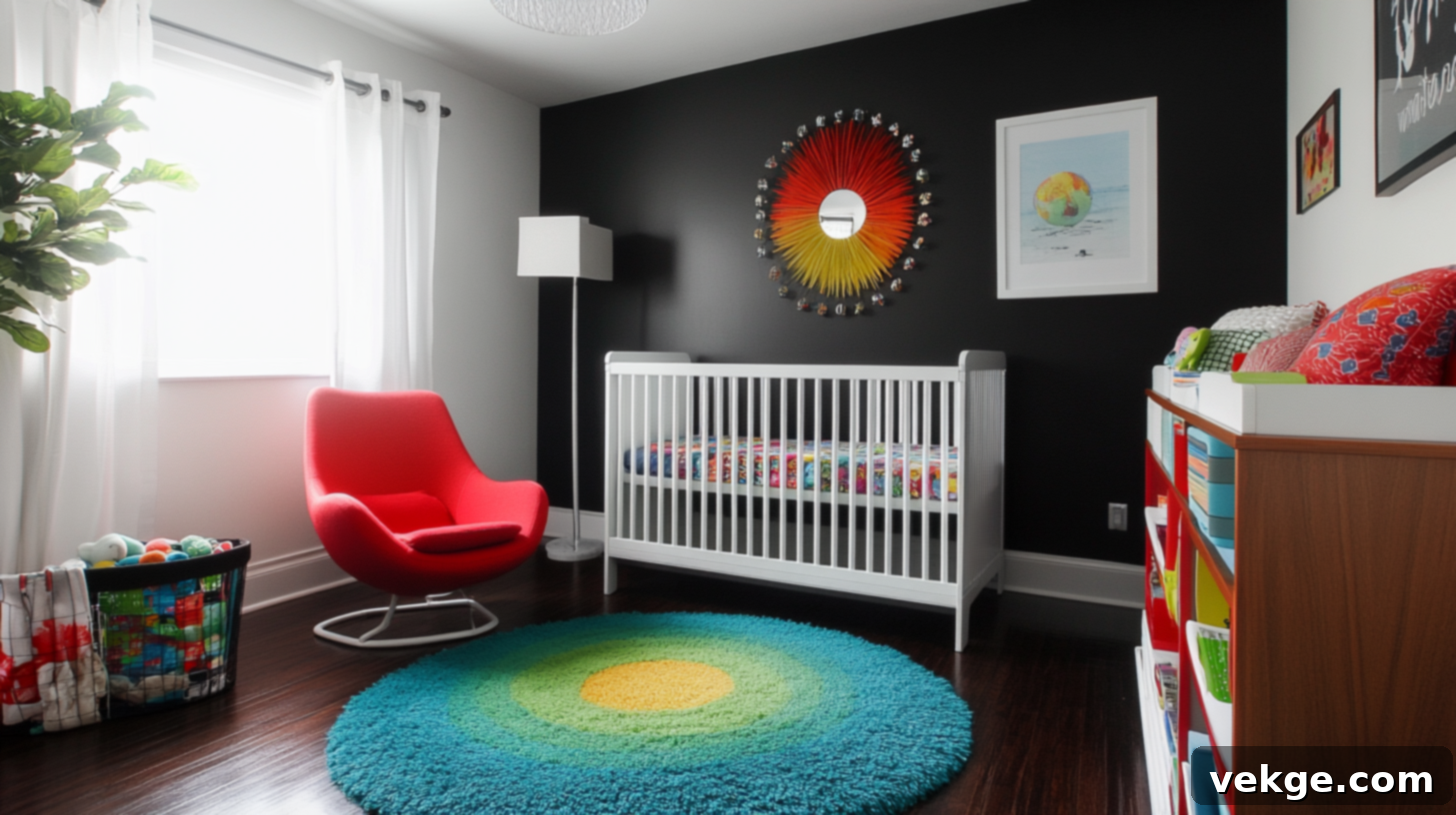 Black and White Nursery with a Colorful Statement Piece