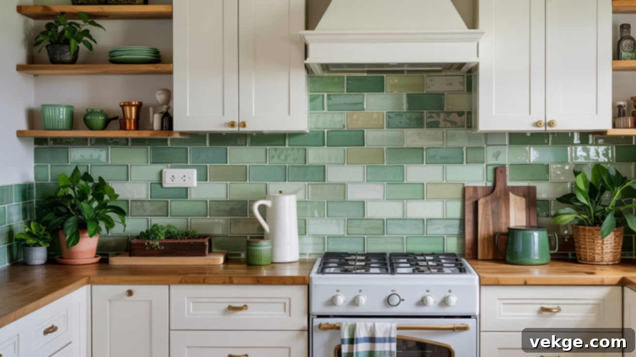 Earthy Green Matte Glass Tile Backsplash