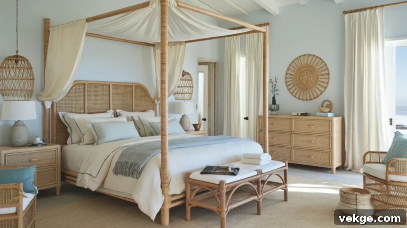 Rattan_Furniture_and_Linen_Sheets_Coastal_Bedroom