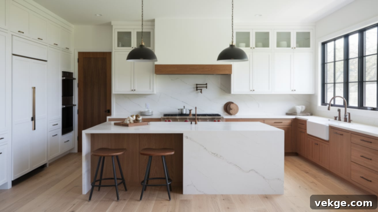 Cabinets and Hardware Pairings with Moorland Fog Quartz