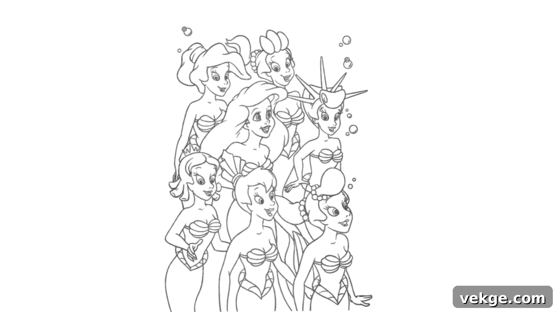 Ariel with Flounder, Sebastian, and Other Friends